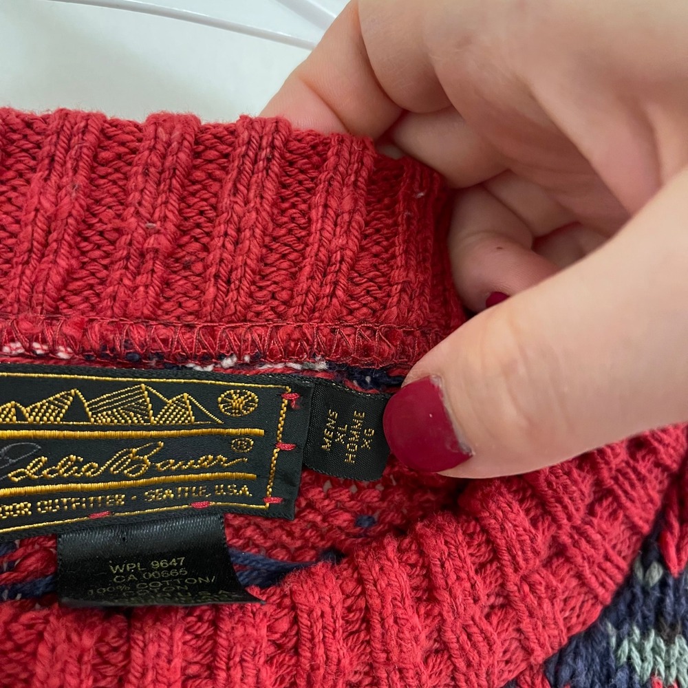 Vintage Eddie Bauer Geometric Sweater Holiday 80s Fall Retro Granola - Picture 5 of 11